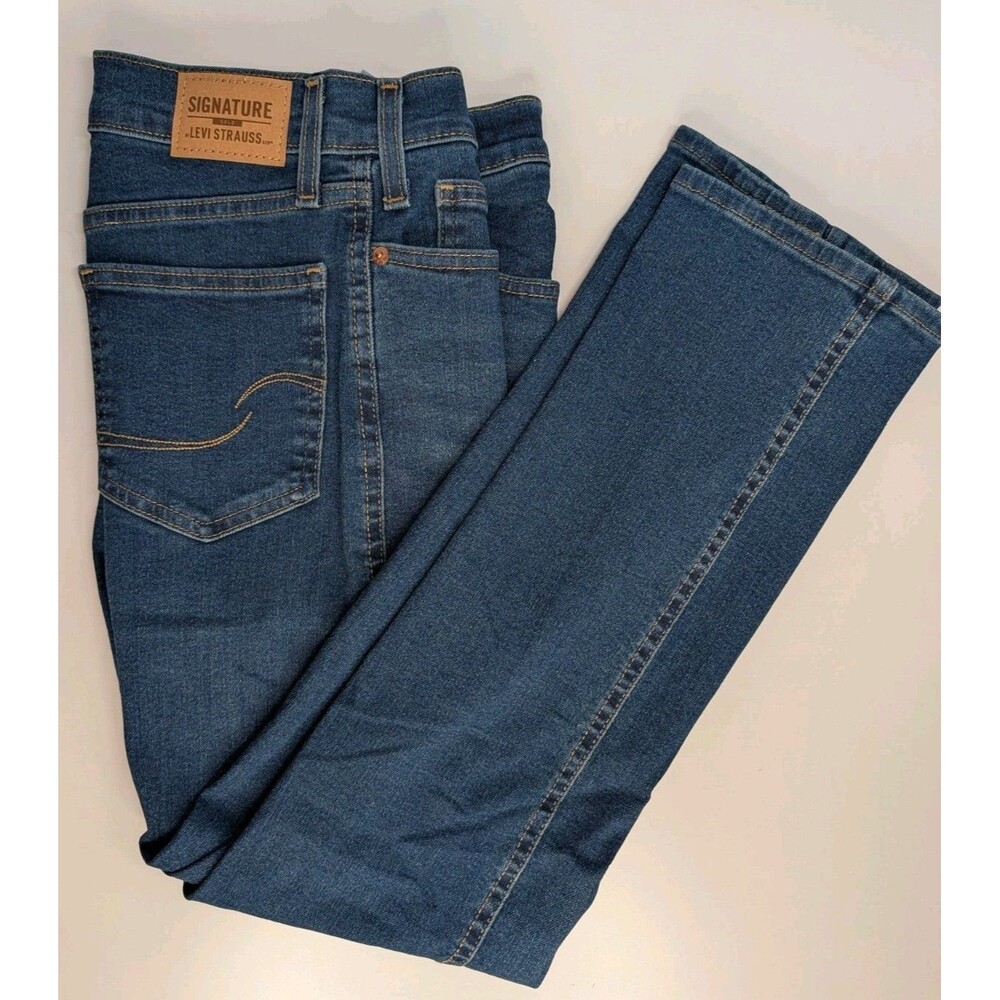 Signature by Levi Strauss Heritage High Rise Straight Jeans Womens Sz 6 W28 Blue